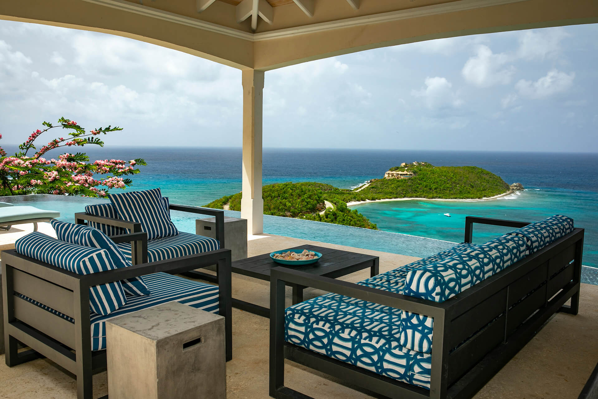 Oceanside seating at the villa